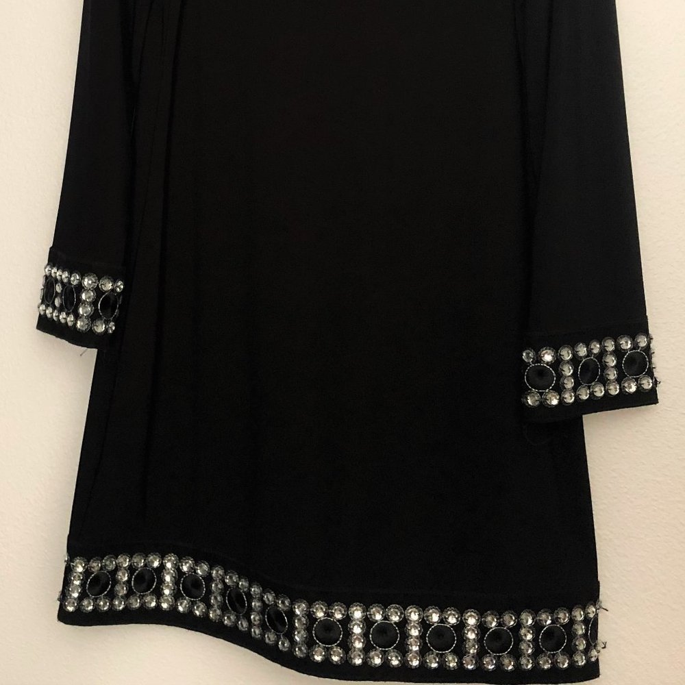Tiana B. 3/4 Sleeves Solid Dress w/Beaded Trim - Picture 4 of 8